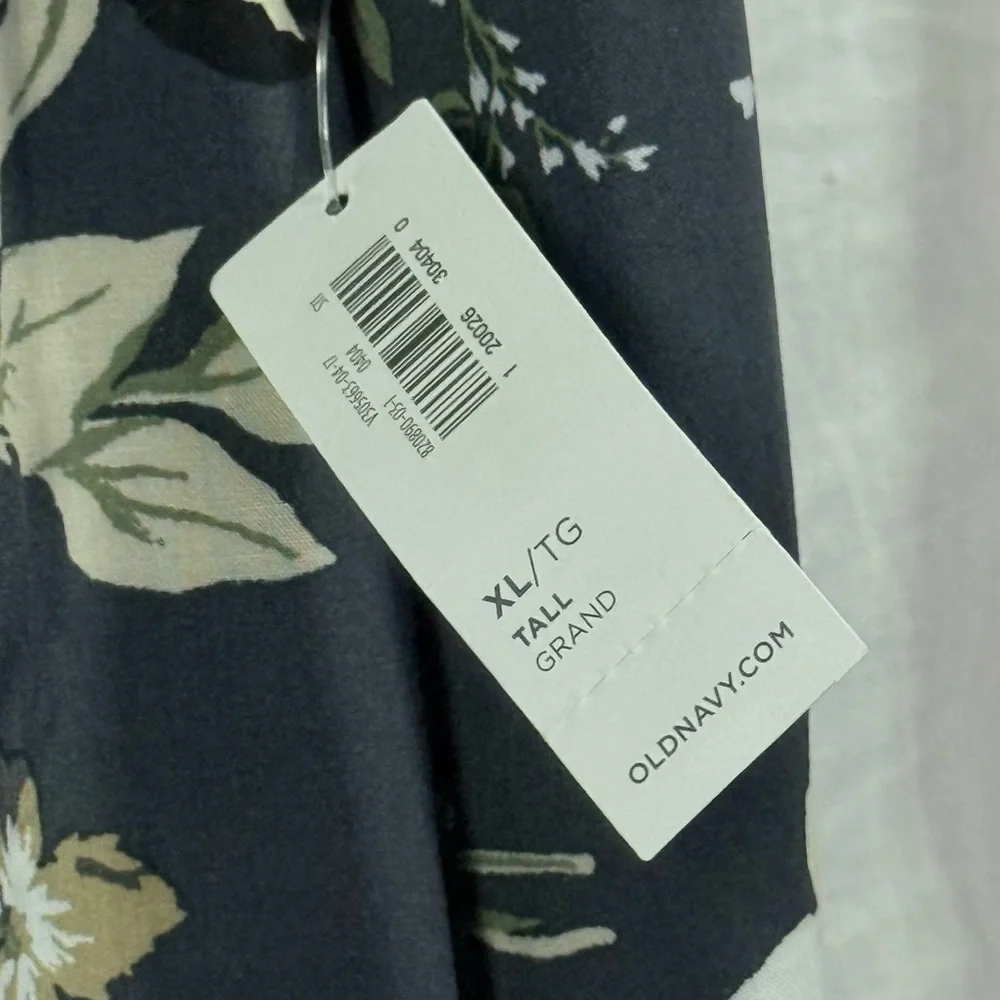 NWT Old Navy XL Tall Grey Floral Shift Dress Long Sleeve Ruffle Cuff Rayon - Picture 4 of 10